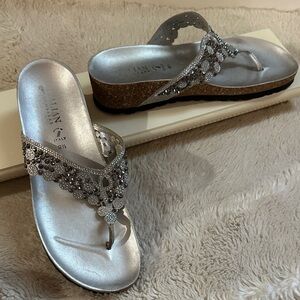 Italian Shoemakers Silver Embellished Sandals